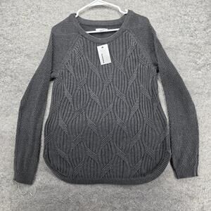 SONOMA Goods For Life Sweater Pullover Womens S Gray Cable-Knit Raglan